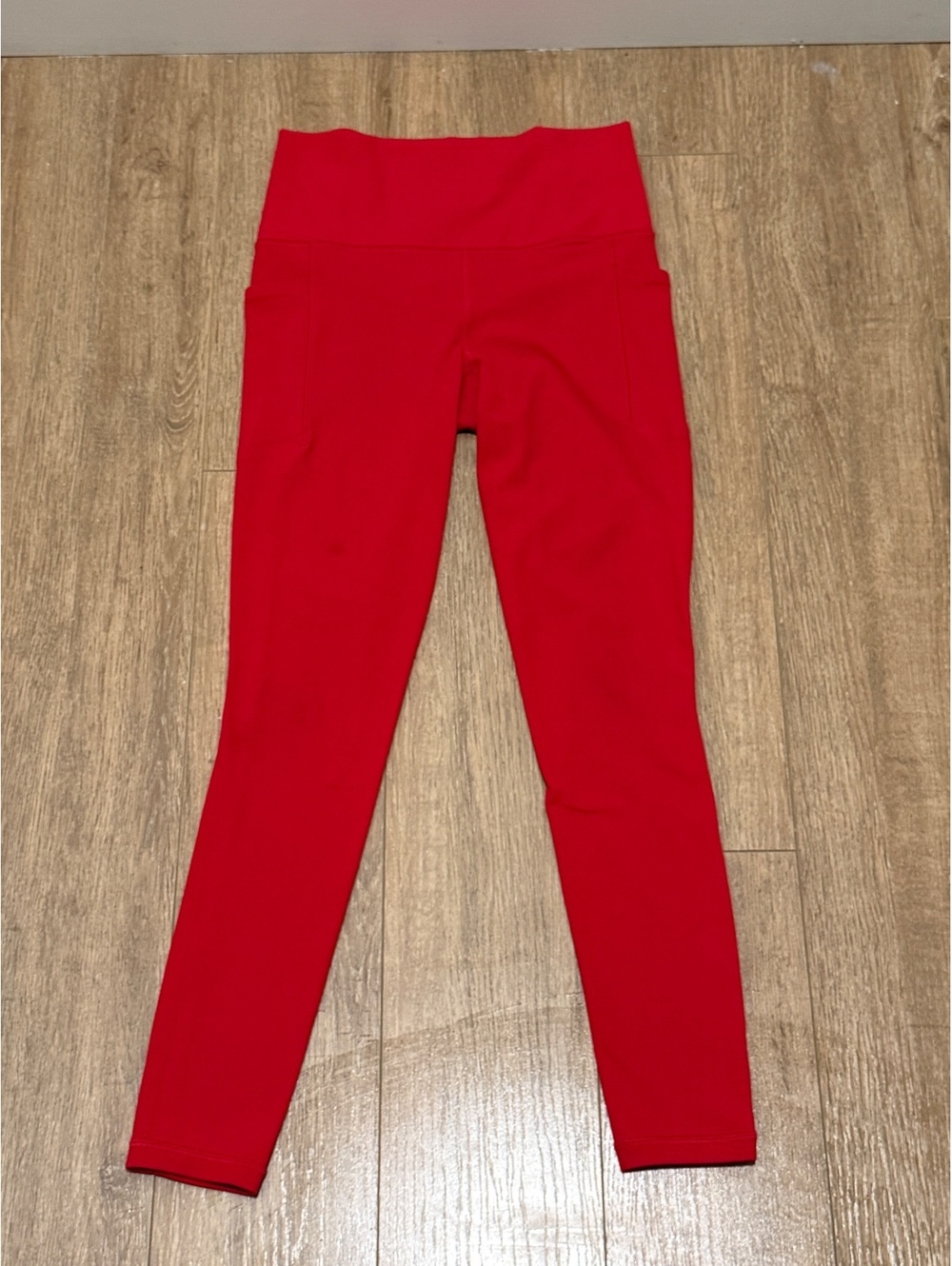 Athleta Red High-Waisted Leggings with Side Pockets | Size XS